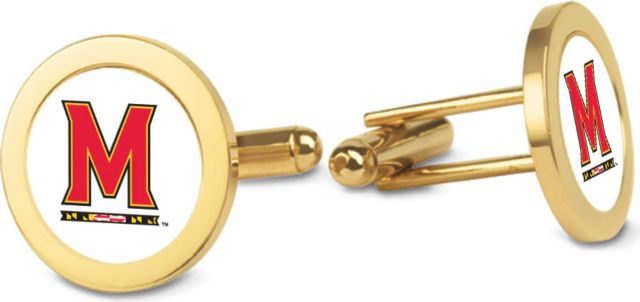 Maryland Terrapins CSI Gold Cufflinks (Gift Boxed) With Colored Medallion