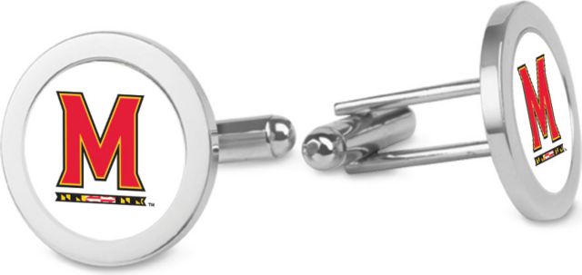 Maryland Terrapins CSI Silver Cufflinks (Gift Boxed) With Colored Medallion