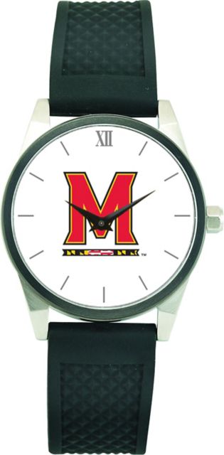 Maryland Terrapins CSI Men's Wristwatch (Gift Boxed) With Black Silicone Strap And Color Medallion.