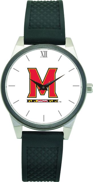 Maryland Terrapins CSI Women's Wristwatch (Gift Boxed) With Black Silicone Strap And Color Medallion.