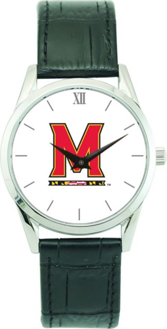 Maryland Terrapins CSI Men's Stainless Steel Wristwatch (Gift Boxed) Color Medallion Withhite Background