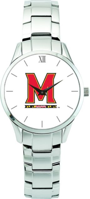 Maryland Terrapins CSI Men's Stainless Steel Wristwatch (Gift Boxed) Color Medallion Withhite Background