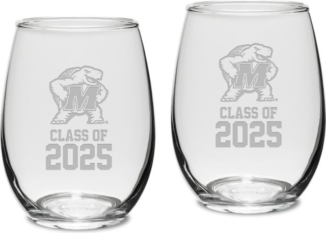 Maryland Terrapins Class of 2025 Set of 2 - 21 oz Stemless Wine Glass