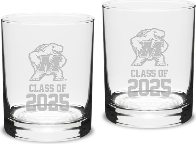 Maryland Terrapins Class of 2025 Set of 2 - 14 oz Glass