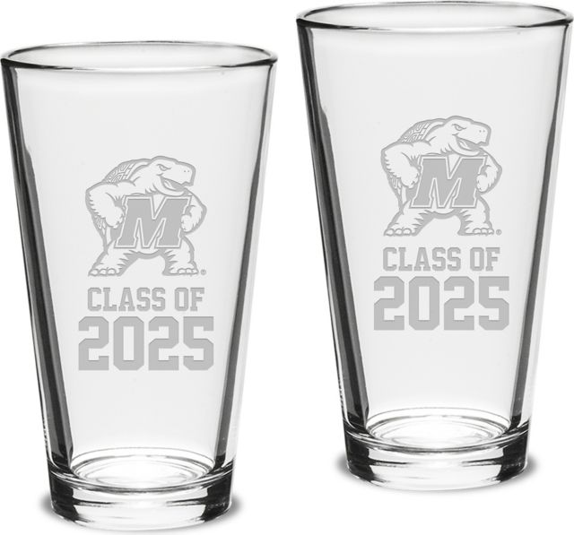 Maryland Terrapins Class of 2025 Set of 2 - 16 oz Glass