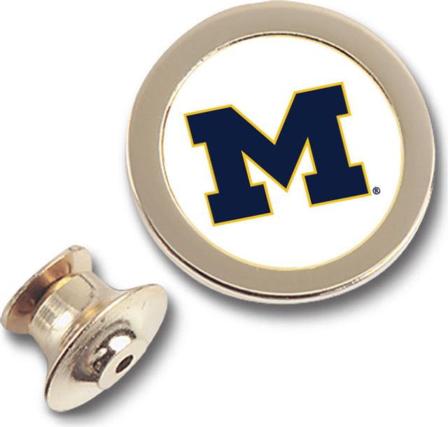 Michigan Wolverines CSI Gold Lapel Pin With Colored Medallian