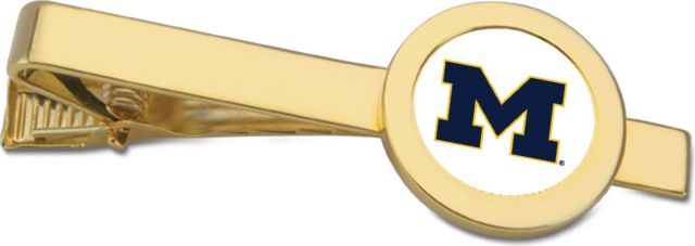 Michigan Wolverines CSI Gold Tie Bar With Colored Medallian