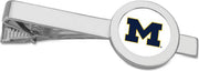 Michigan Wolverines CSI Silver Tie Bar With Colored Medallian