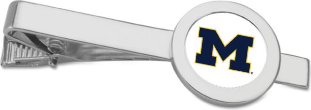 Michigan Wolverines CSI Silver Tie Bar With Colored Medallian