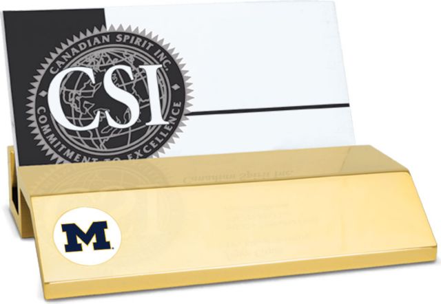 Michigan Wolverines CSI Gold Card Holder With Colored Medallion