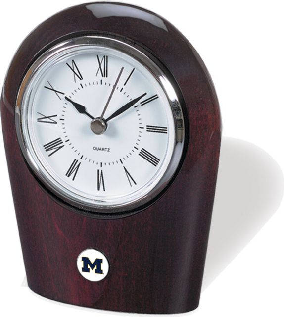 Michigan Wolverines CSI Palm Desk Clock With Colored Medallian