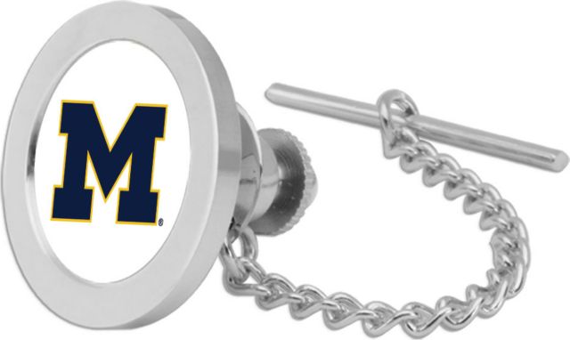 Michigan Wolverines CSI Silver Tie Tack/Lapel Pin Gift Boxed With Colored Medallion