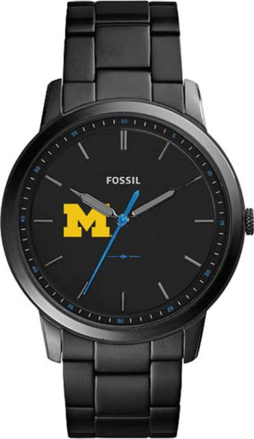 Michigan Wolverines Fossil The Minimalist Slim Black Stainless Steel Watch