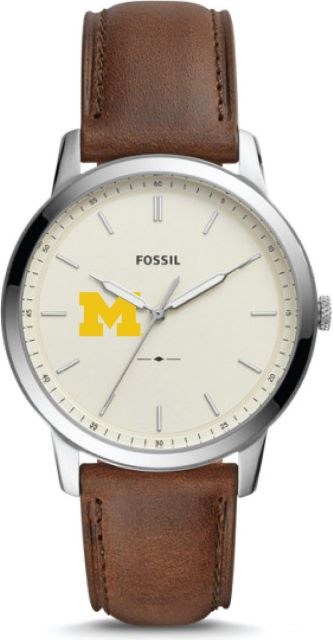 Michigan Wolverines Fossil The Minimalist Brown Leather Watch