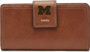 Michigan Wolverines Fossil Leather - Logan Rfid Tab Clutch - Brown