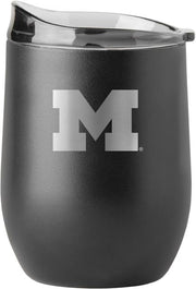 Michigan Wolverines 16oz Black Etch Powder Coat Curved Bev