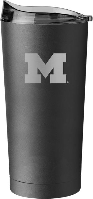 Michigan Wolverines 20oz Etch Black Powder Coat Tumbler