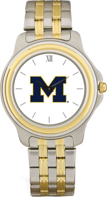 Michigan Wolverines CSI Men's Two-Toned Wristwatch With Colored Medallion