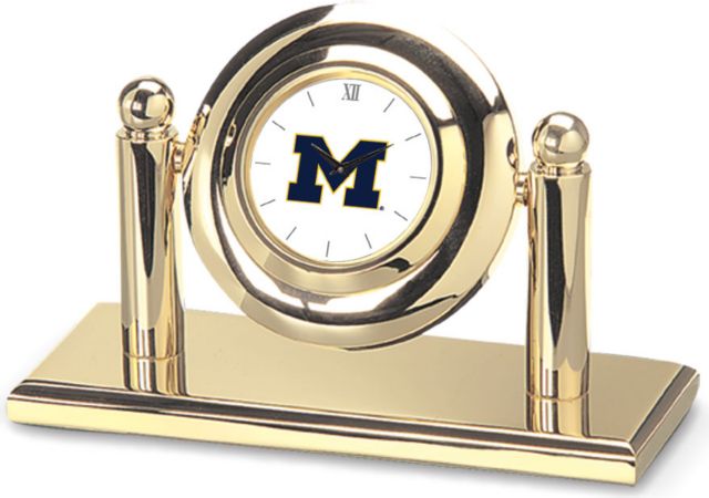 Michigan Wolverines CSI Arcade Desk Clock With Colored Medallian