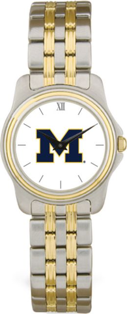 Michigan Wolverines CSI Women's Two Tone Wristwatch With Colored Medallion