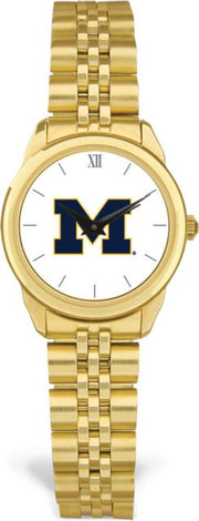 Michigan Wolverines CSI Women's Gold Rolled Link Watch (Gift Box) With Colored Medallion