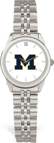 Michigan Wolverines CSI Women's Silver Rolled Link Watch (Gift Boxed) With Colored Medallion