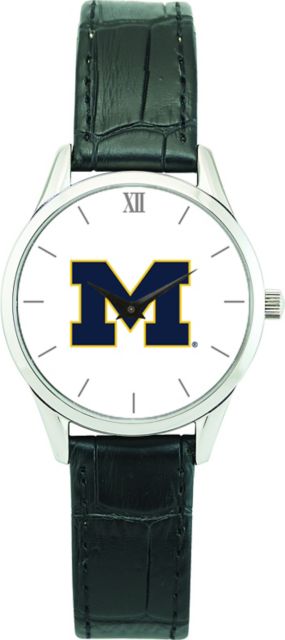 Michigan Wolverines CSI Women's Stainless Steel Wristwatch (Gift Boxed) With Color Medallion