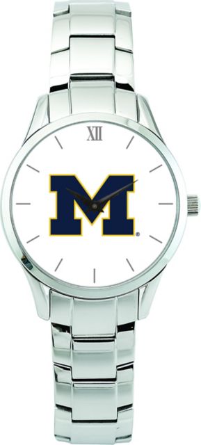 Michigan Wolverines CSI Women's Stainless Steel Wristwatch (Gift Boxed) With Color Medallion