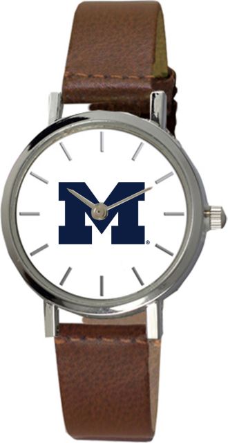 Michigan Wolverines 28 mm Ladies Leather Watch