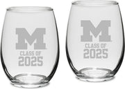 Michigan Wolverines Class of 2025 Set of 2 - 21 oz Stemless Wine Glass