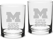 Michigan Wolverines Class of 2025 Set of 2 - 14 oz Glass