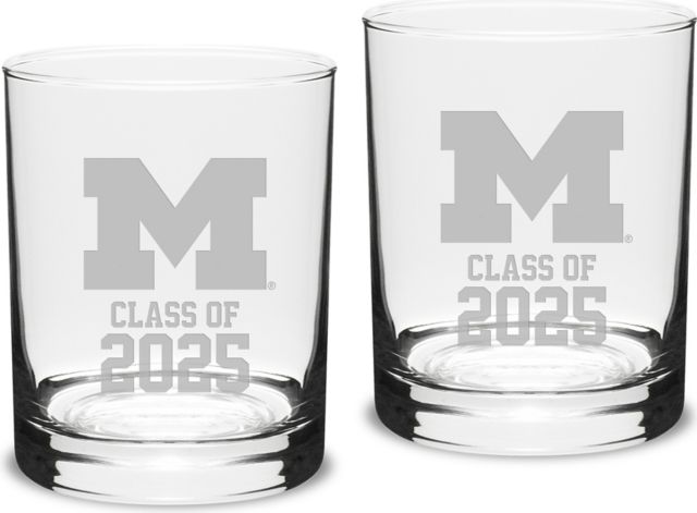 Michigan Wolverines Class of 2025 Set of 2 - 14 oz Glass