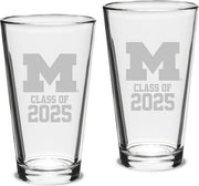 Michigan Wolverines Class of 2025 Set of 2 - 16 oz Glass