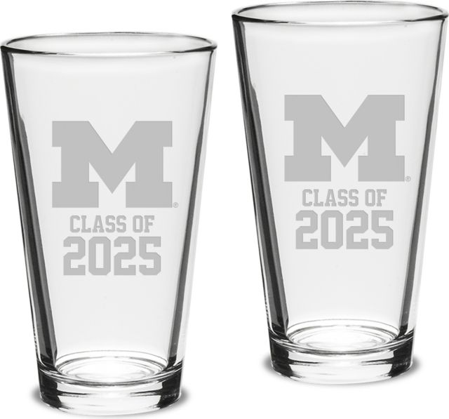Michigan Wolverines Class of 2025 Set of 2 - 16 oz Glass