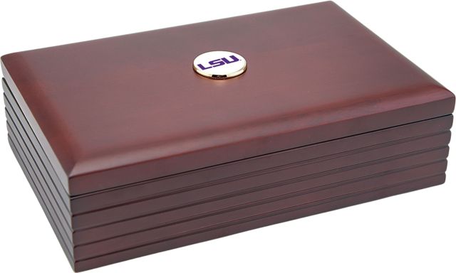 LSU Tigers CSI Rosewood Desk Box (Gift Boxed) With Colored Medallion