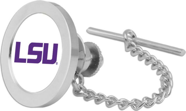LSU Tigers CSI Silver Tie Tack/Lapel Pin Gift Boxed With Colored Medallion