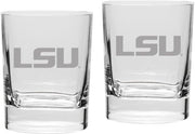 LSU Tigers Set Of 2 Square Double Old Fashion Glasses