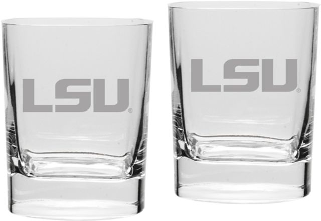 LSU Tigers Set Of 2 Square Double Old Fashion Glasses