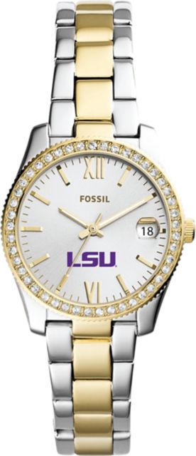 LSU Tigers Fossil Scarlette Mini Two Tone Stainless Steel Watch