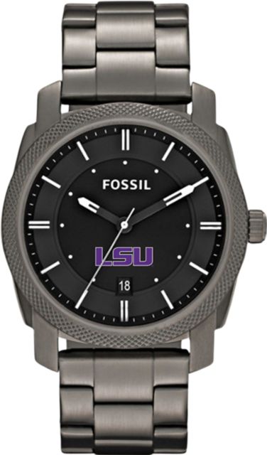 LSU Tigers Fossil Machine Smoke Stainless Steel Watch