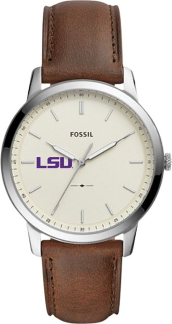 LSU Tigers Fossil The Minimalist Brown Leather Watch