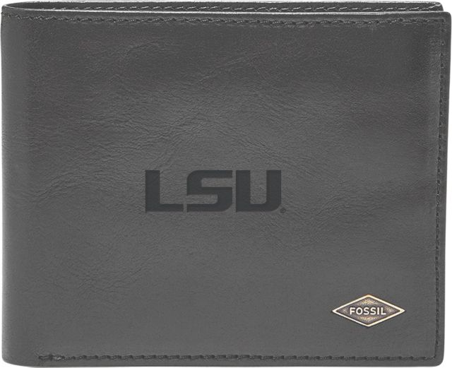 LSU Tigers Fossil Leather - Ryan Rfid Flip Id Bifold - Black