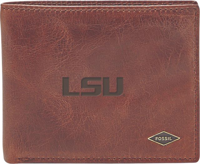 LSU Tigers Fossil Leather - Ryan Rfid Flip Id Bifold - Dark Brown