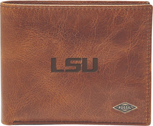 LSU Tigers Fossil Leather - Ryan Rfid Passcase - Dark Brown