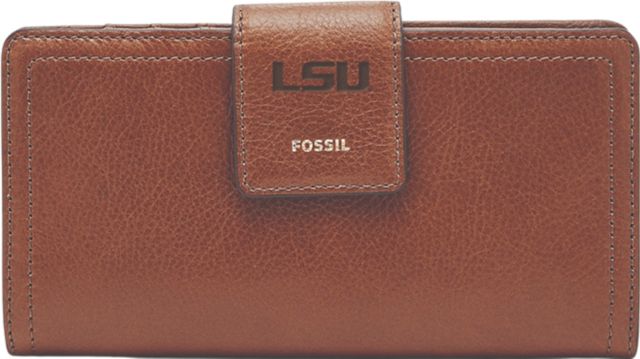 LSU Tigers Fossil Leather - Logan Rfid Tab Clutch - Brown