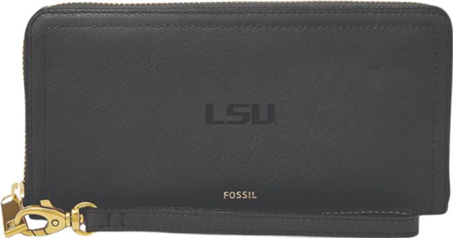 LSU Tigers Fossil Leather - Logan Rfid Zip Around Clutch - Black