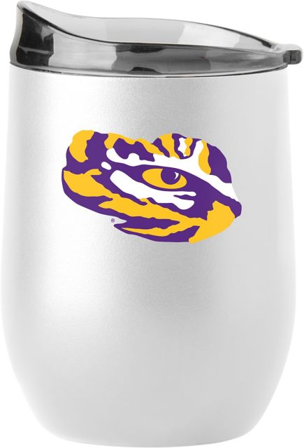 LSU Tigers 16oz Swagger White Powder Coat Curved Beverage