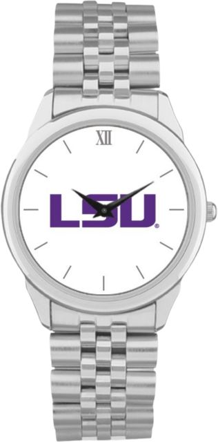 LSU Tigers CSI Men's Silver Rolled Link Withristwithatch (Gift Box) With Colored Medallion