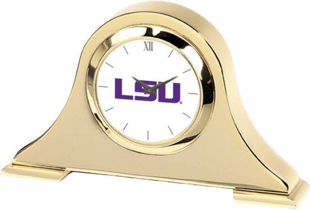 LSU Tigers CSI Gold Napoleon Desk Clock With Colored Medallion