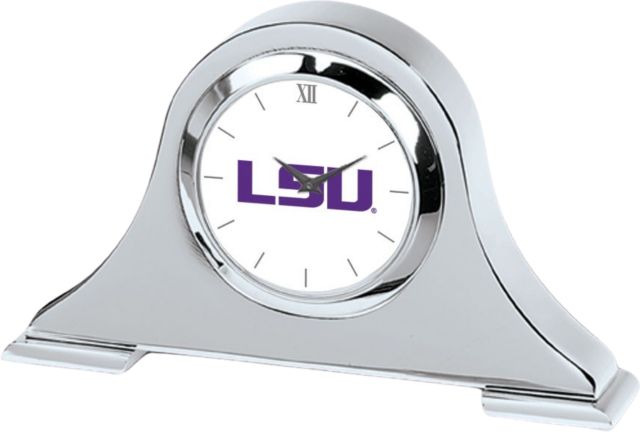 LSU Tigers CSI Silver Napoleon Desk Clock With Colored Medallion
